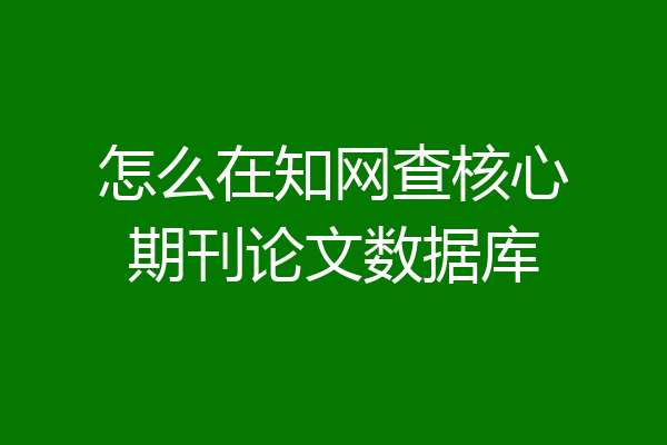 怎么在知网查核心期刊论文数据库