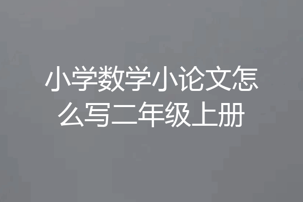 小学数学小论文怎么写二年级上册