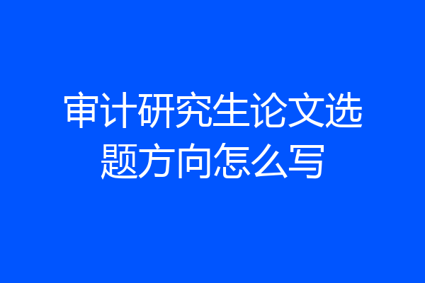 审计研究生论文选题方向怎么写