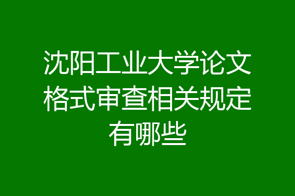 沈阳工业大学论文格式审查相关规定有哪些