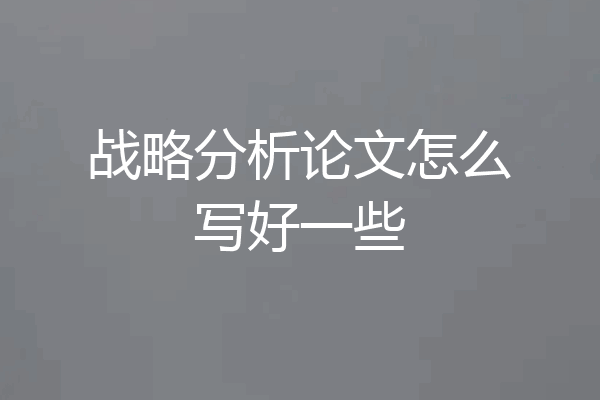 战略分析论文怎么写好一些