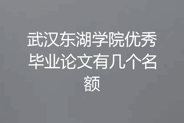 武汉东湖学院优秀毕业论文有几个名额