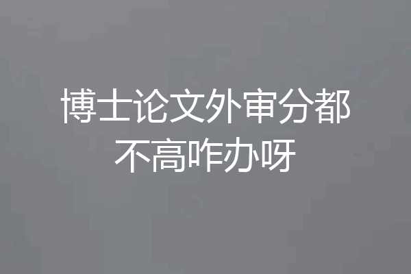 博士论文外审分都不高咋办呀