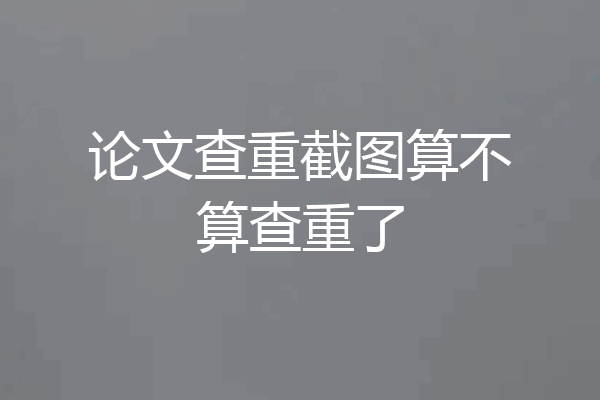 论文查重截图算不算查重了