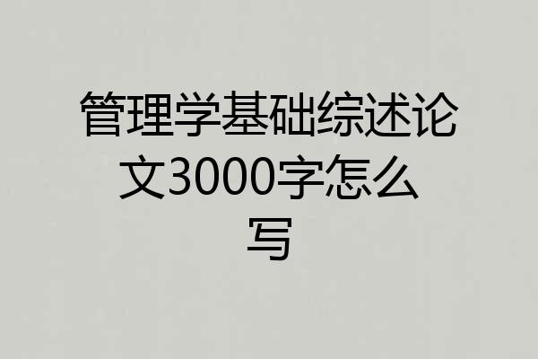 管理学基础综述论文3000字怎么写
