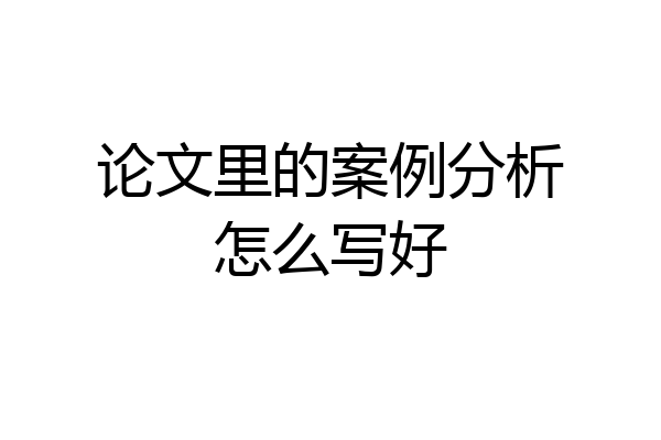 论文里的案例分析怎么写好