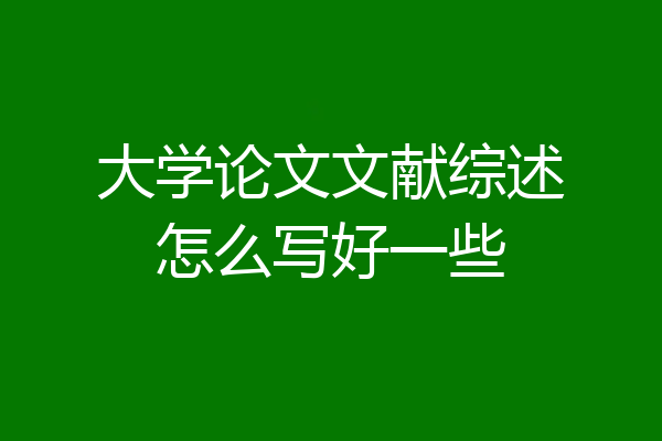 大学论文文献综述怎么写好一些