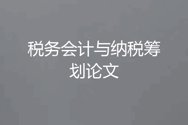 税务会计与纳税筹划论文
