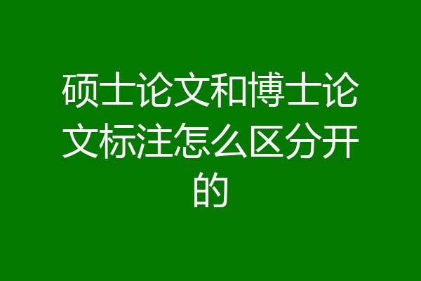 硕士论文和博士论文标注怎么区分开的