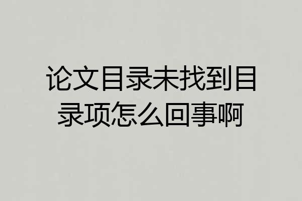 论文目录未找到目录项怎么回事啊