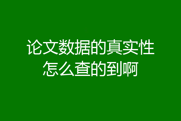 论文数据的真实性怎么查的到啊