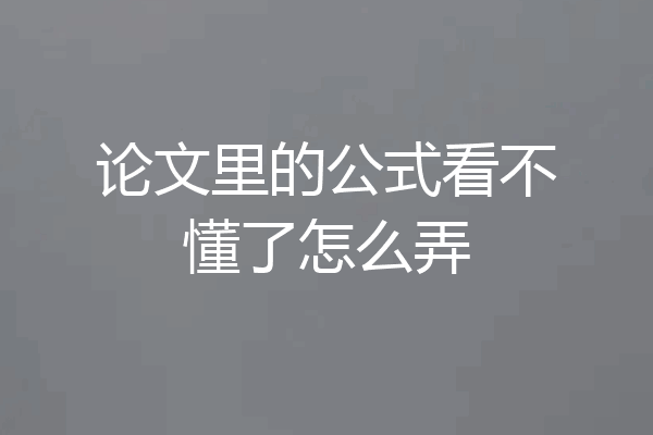论文里的公式看不懂了怎么弄