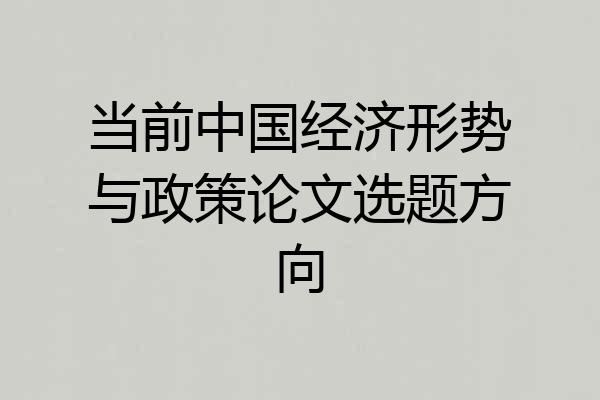 当前中国经济形势与政策论文选题方向