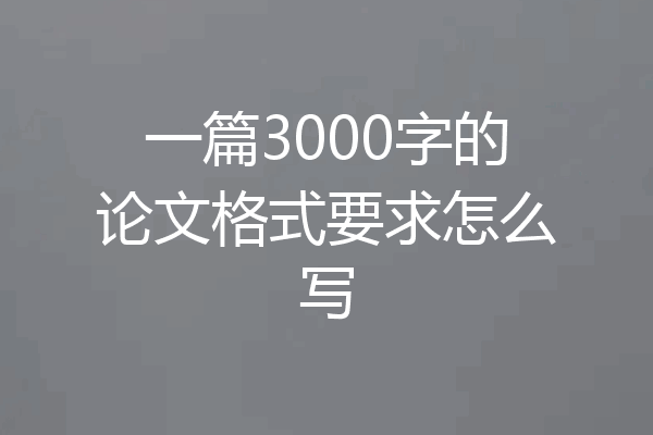 一篇3000字的论文格式要求怎么写