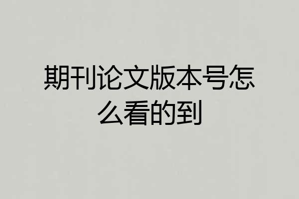 期刊论文版本号怎么看的到