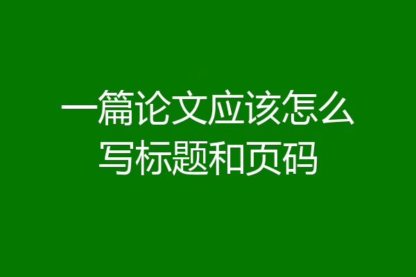 一篇论文应该怎么写标题和页码