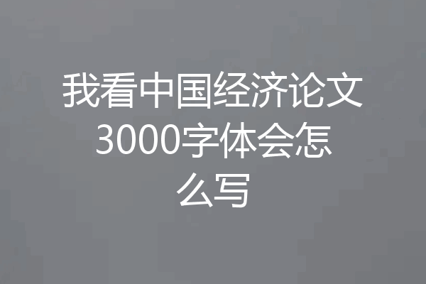 我看中国经济论文3000字体会怎么写
