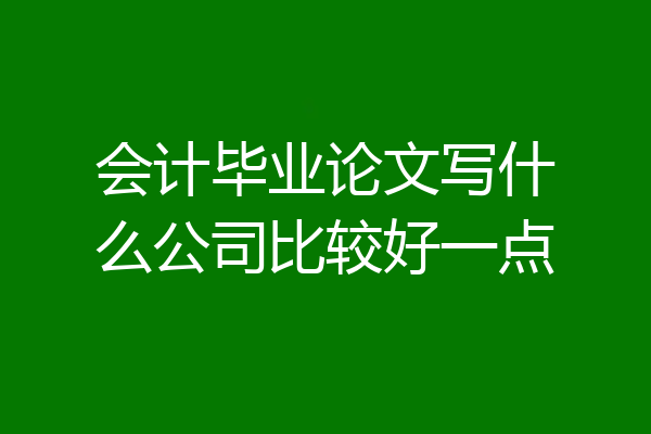 会计毕业论文写什么公司比较好一点