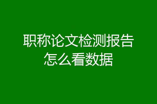 职称论文检测报告怎么看数据