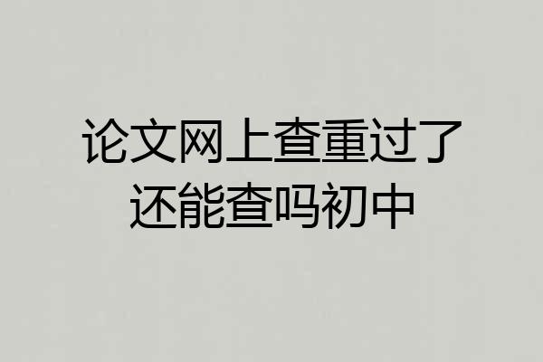 论文网上查重过了还能查吗初中