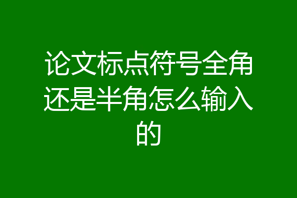 论文标点符号全角还是半角怎么输入的