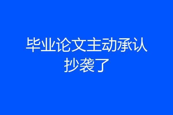 毕业论文主动承认抄袭了