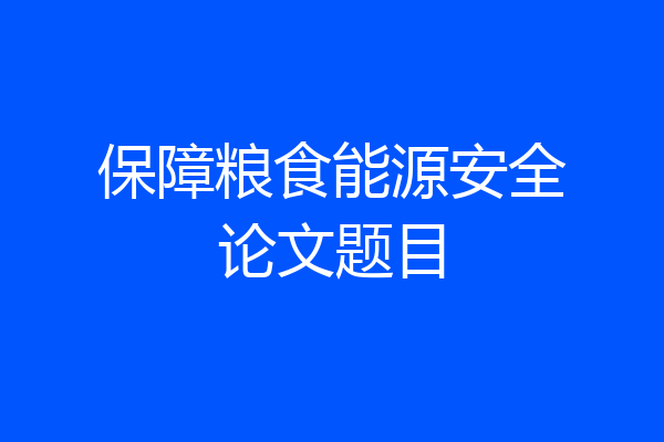 保障粮食能源安全论文题目