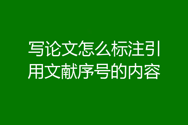 写论文怎么标注引用文献序号的内容
