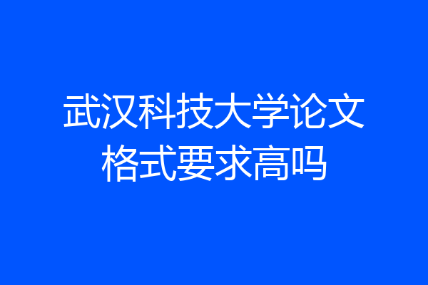 武汉科技大学论文格式要求高吗
