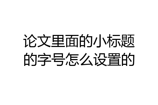 论文里面的小标题的字号怎么设置的