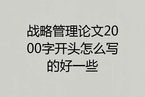 战略管理论文2000字开头怎么写的好一些