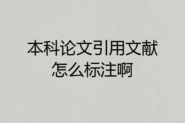 本科论文引用文献怎么标注啊