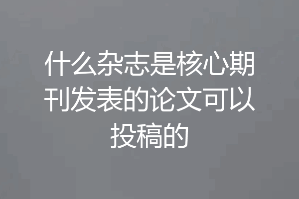 什么杂志是核心期刊发表的论文可以投稿的