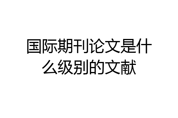 国际期刊论文是什么级别的文献