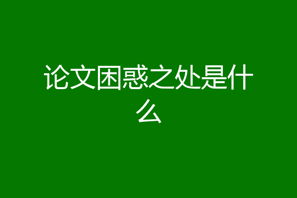 论文困惑之处是什么