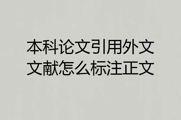 本科论文引用外文文献怎么标注正文