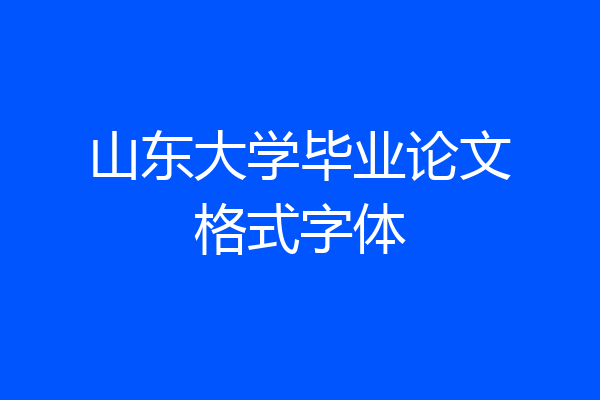 山东大学毕业论文格式字体