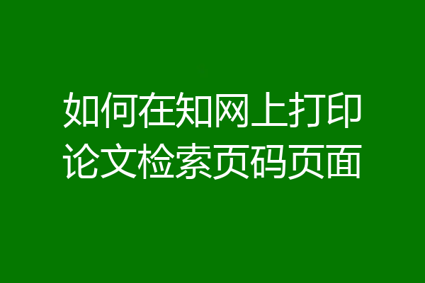 如何在知网上打印论文检索页码页面