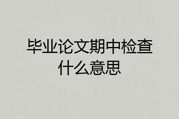 毕业论文期中检查什么意思