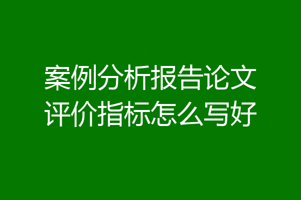 案例分析报告论文评价指标怎么写好