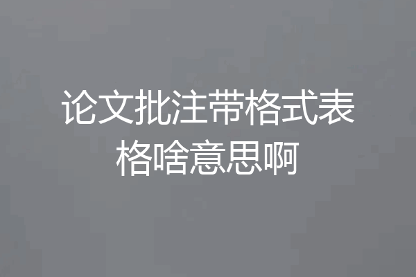 论文批注带格式表格啥意思啊
