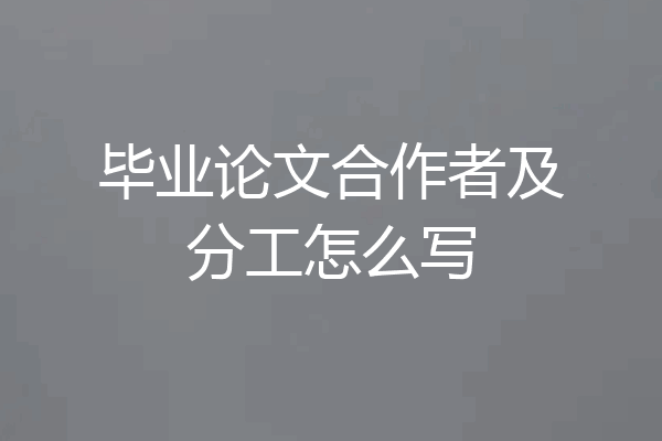 毕业论文合作者及分工怎么写