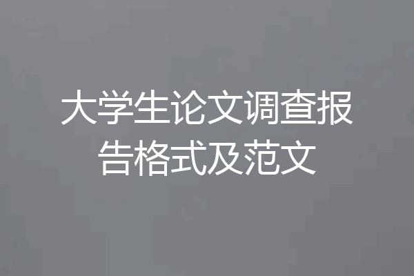 大学生论文调查报告格式及范文