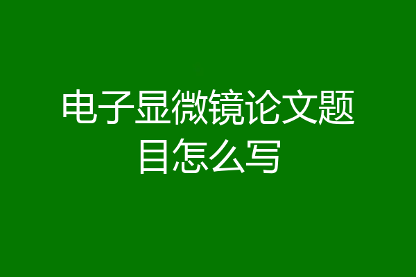 电子显微镜论文题目怎么写