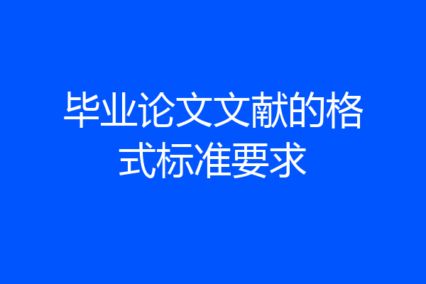 毕业论文文献的格式标准要求