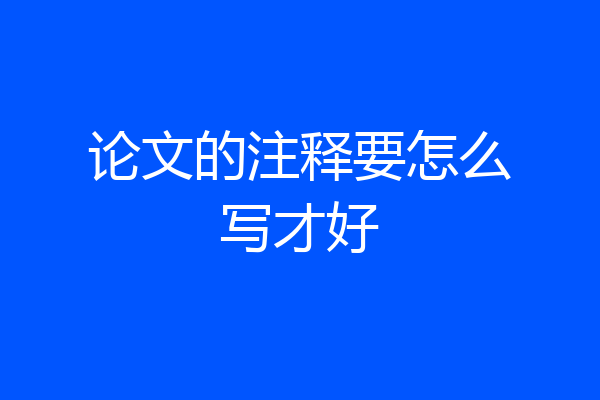 论文的注释要怎么写才好