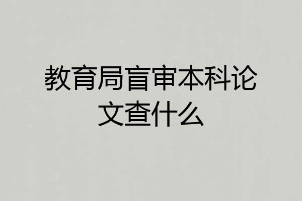 教育局盲审本科论文查什么