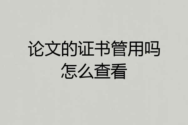 论文的证书管用吗怎么查看