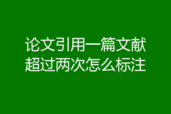 论文引用一篇文献超过两次怎么标注
