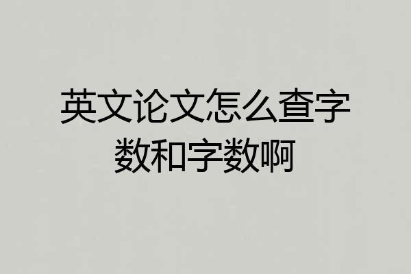英文论文怎么查字数和字数啊